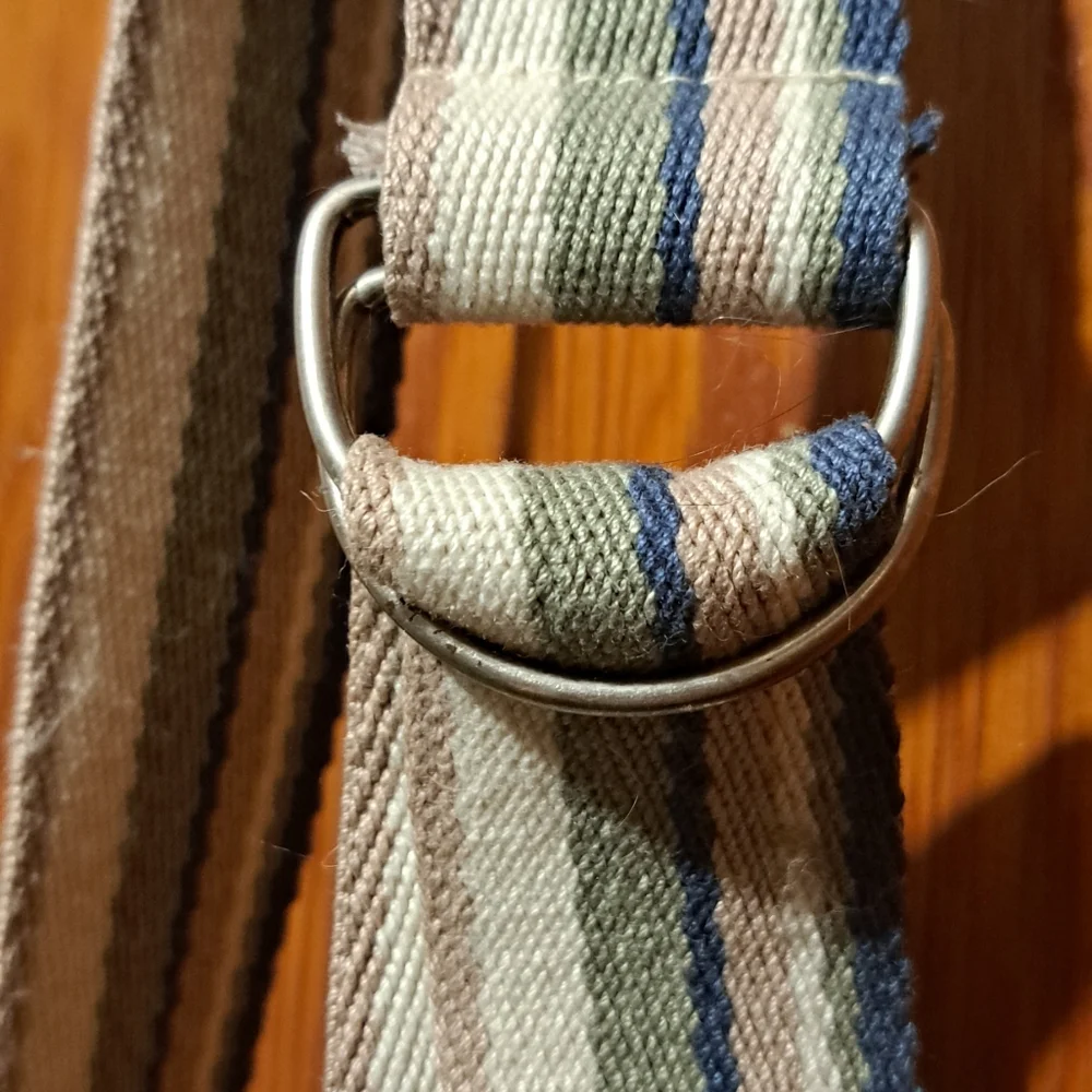 Striped Multicolor Fabric Belt with Double Loop Buckle